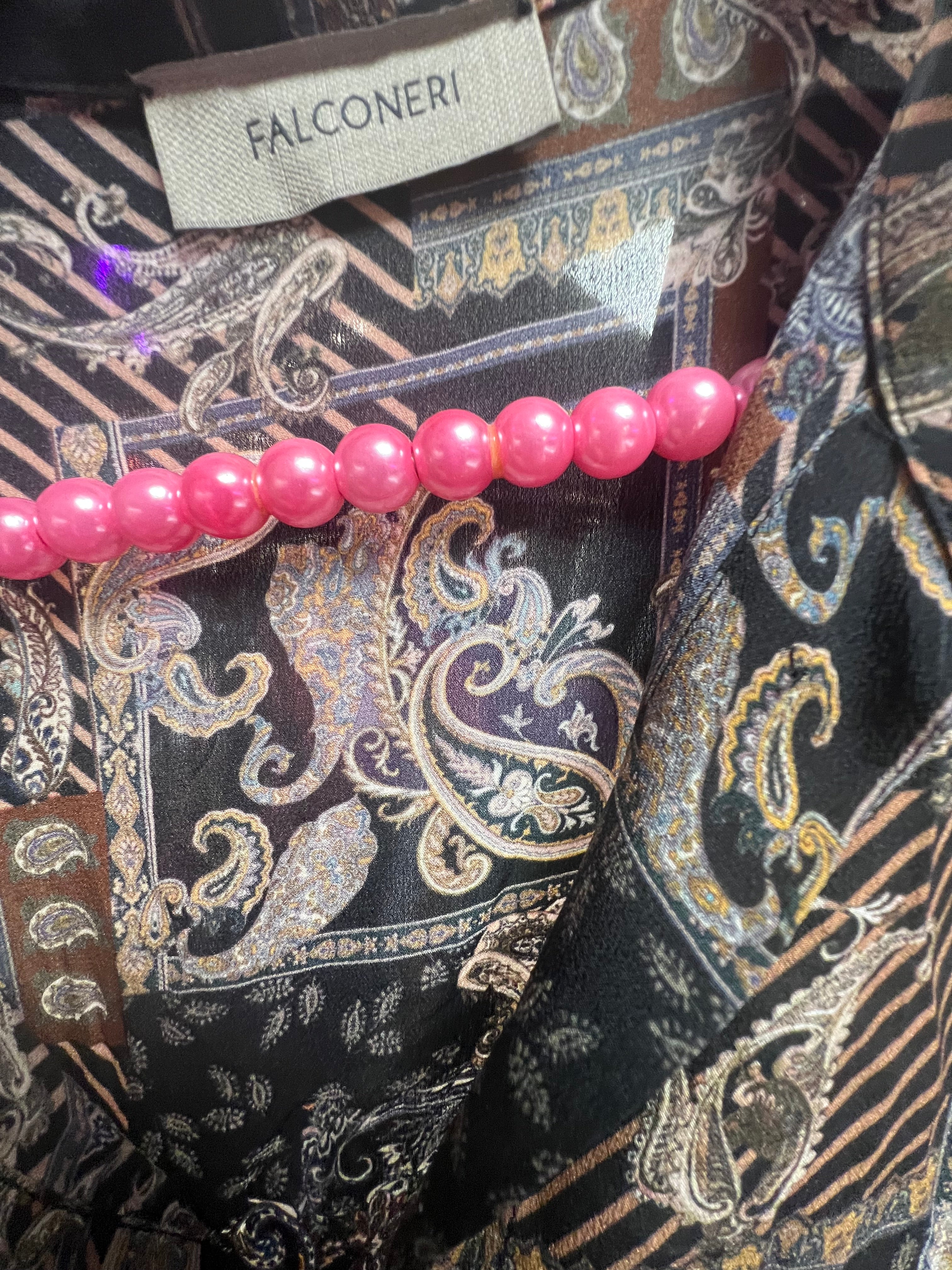 Bohemian Pattern "Falconeri" Silk Shirt