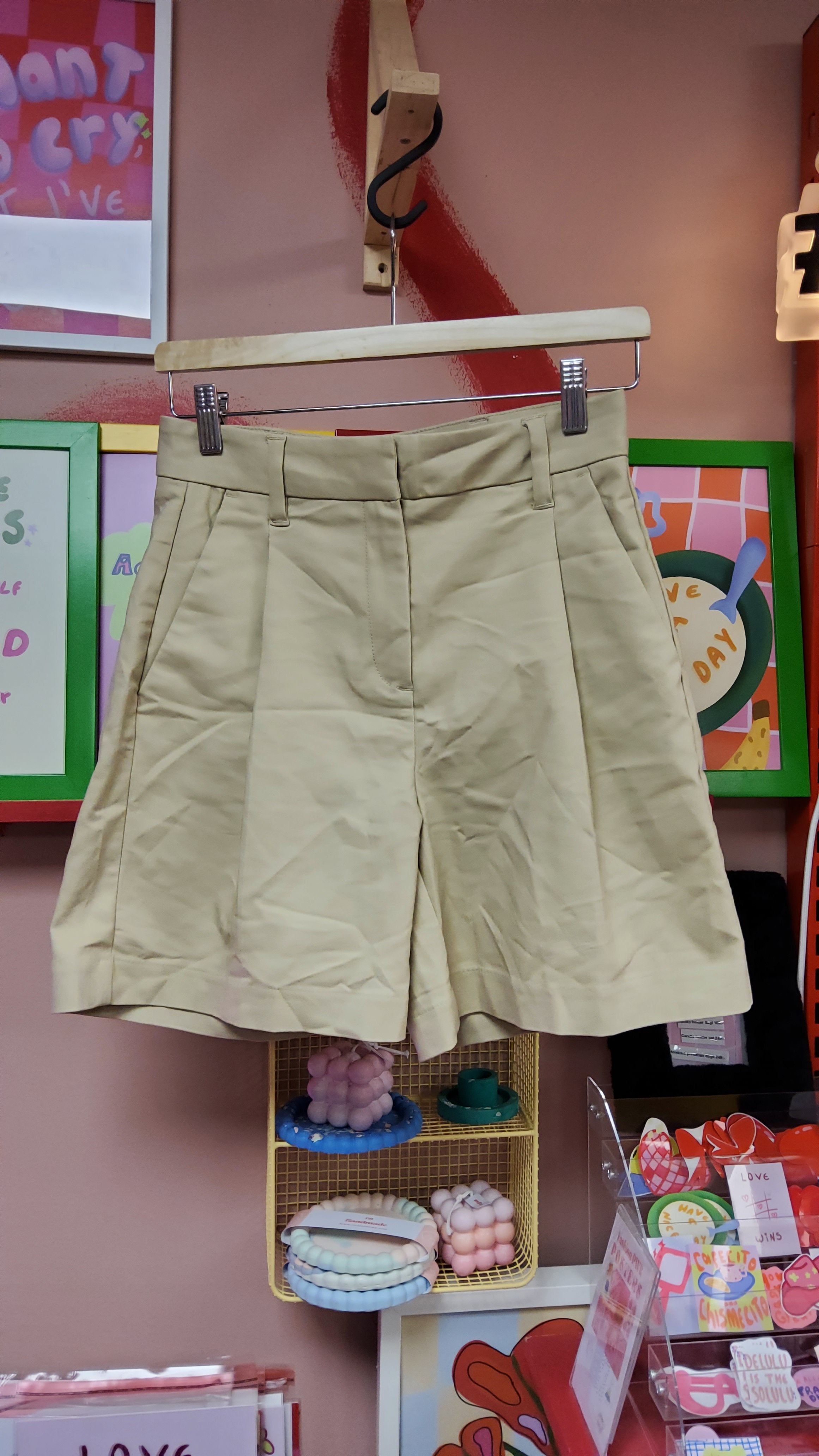 Preppy beige aesthetic shorts