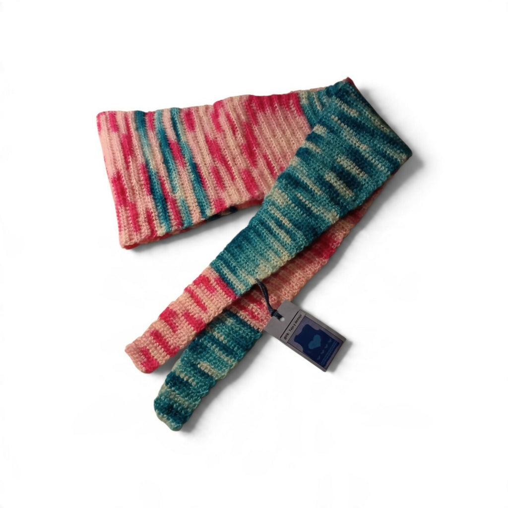 Sophie scarf, turquoise & pink mohair
