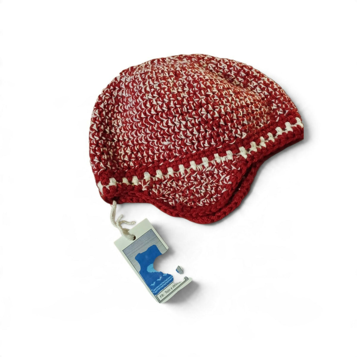 Red melange hat with ear warmers (L)
