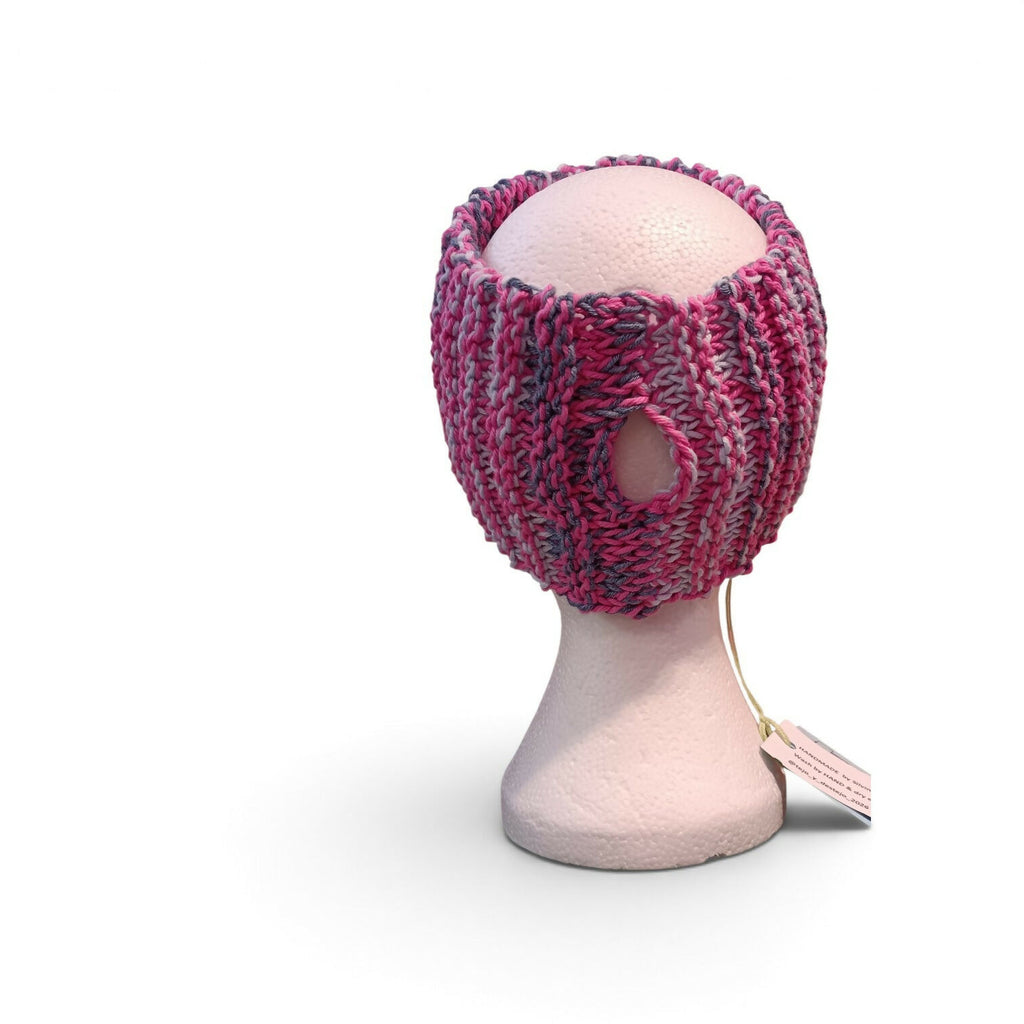 Wide headband with hole for ponytail