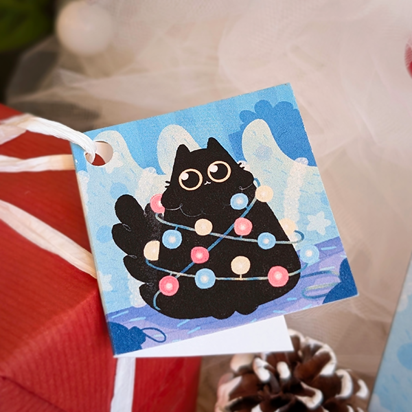 Christmas Cat Card | margindrawings - Small