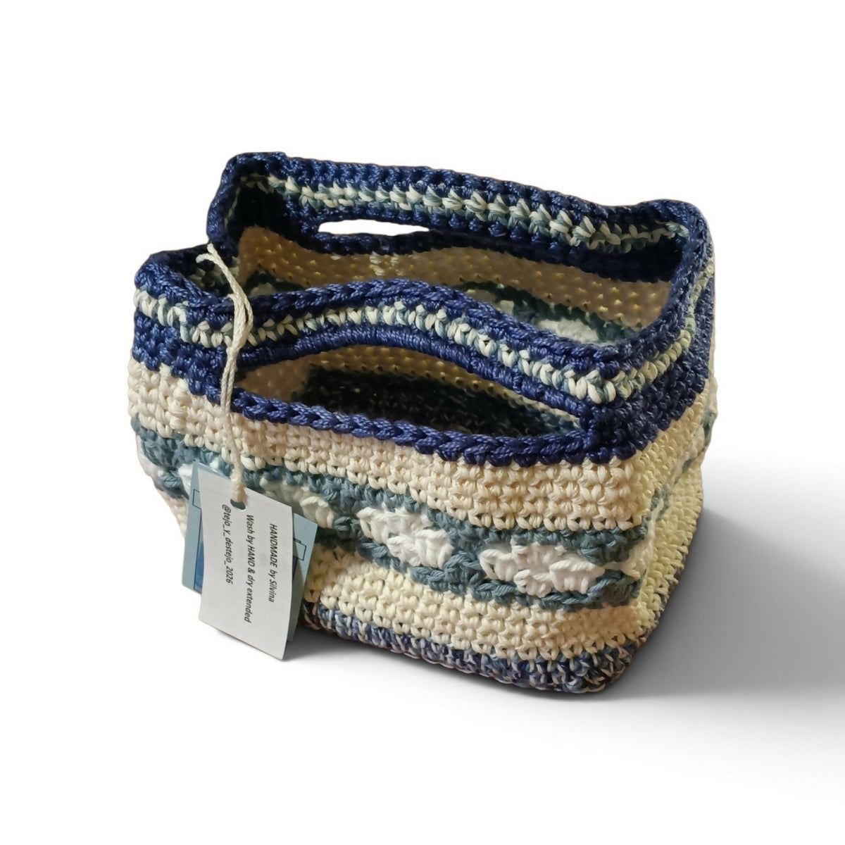 Blue & white basket /organizer