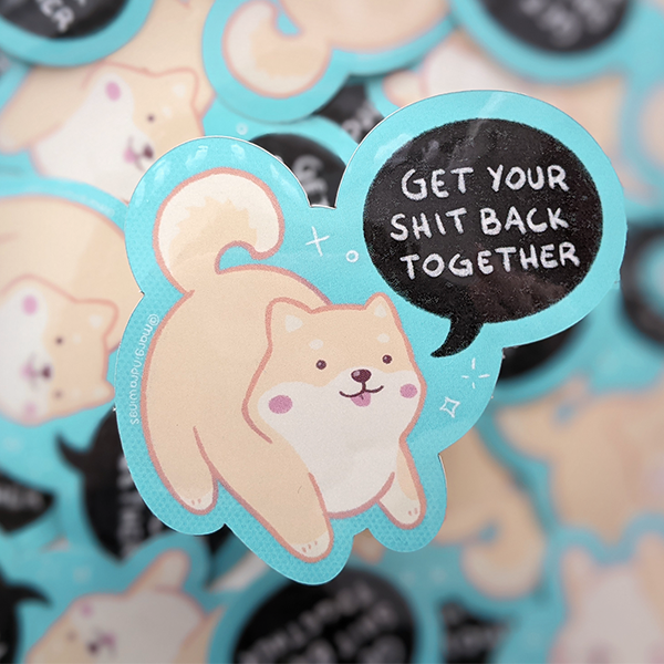 Motivational Shiba Inu Sticker Margindrawings