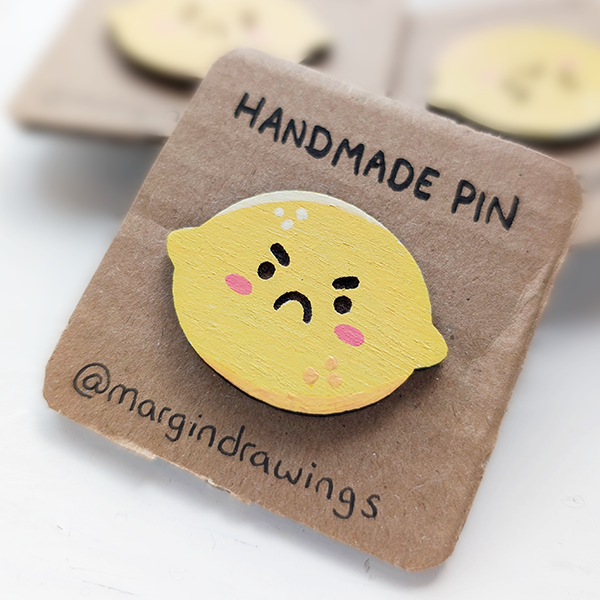 Grumpy Lemon Pin | margindrawings
