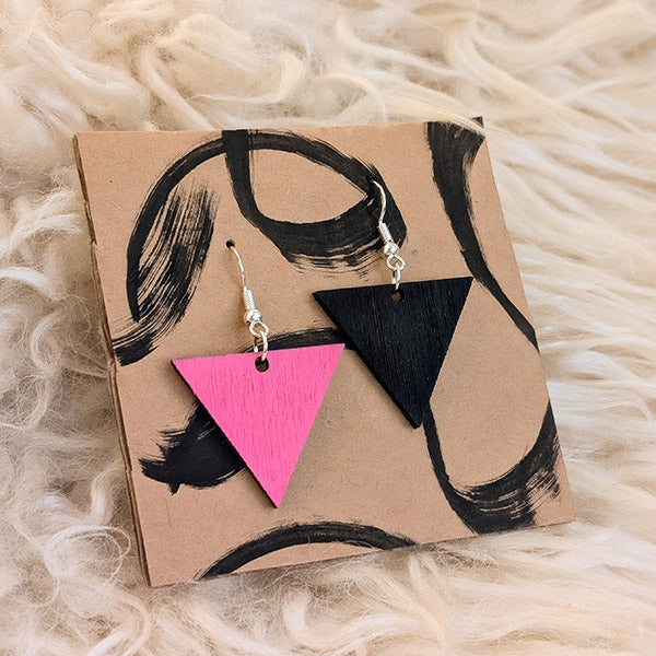 Pink Triangle Earrings | margindrawings