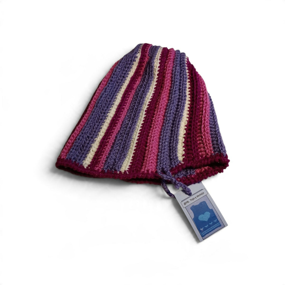 Fucsia hat w/ vertical stripes