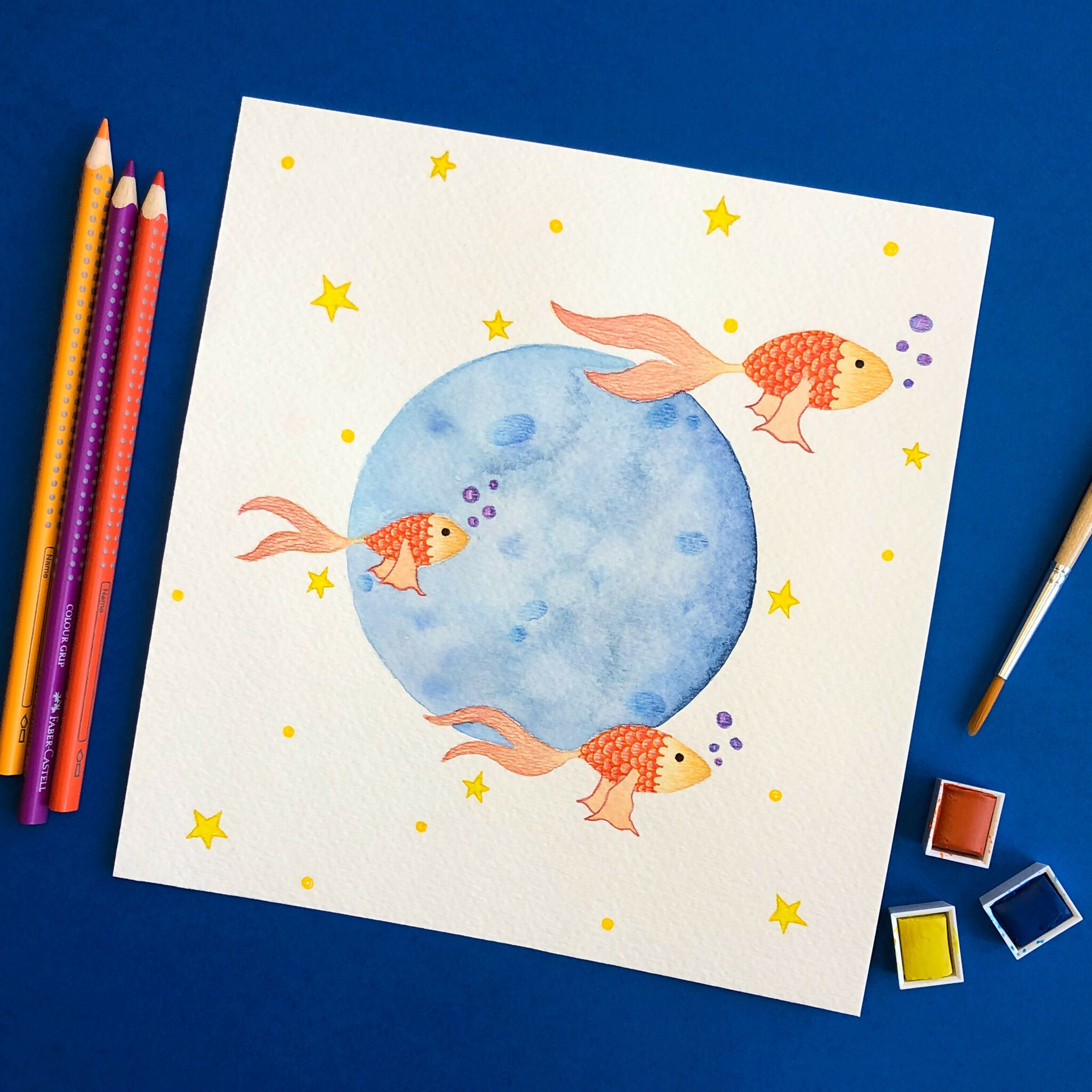 Fishes in the moon POSTCARD